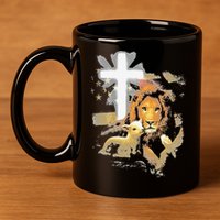 Lion And Lamb Cross Jesus Christ 11oz C Handle Ceramic Mug