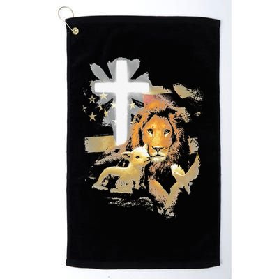 Lion And Lamb Cross Jesus Christ Golf Towel