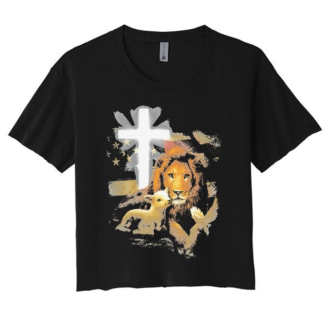Lion And Lamb Cross Jesus Christ Crop Top