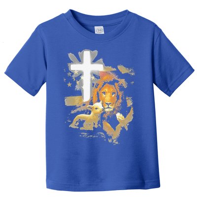 Lion And Lamb Cross Jesus Christ Toddler T-Shirt