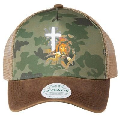 Lion And Lamb Cross Jesus Christ Legacy Tie Dye Trucker Hat