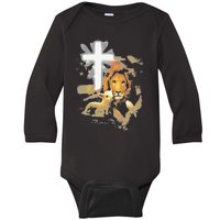 Lion And Lamb Cross Jesus Christ Baby Long Sleeve Bodysuit