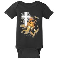 Lion And Lamb Cross Jesus Christ Baby Bodysuit