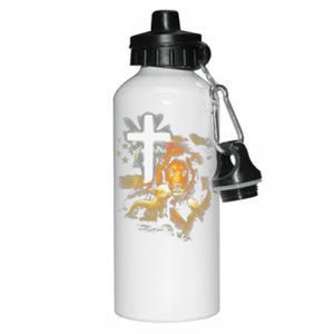 Lion And Lamb Cross Jesus Christ Aluminum Water Bottle 