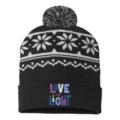 Love And Light Hanukkah Chanukah Jewish Trending Gift USA-Made Snowflake Beanie