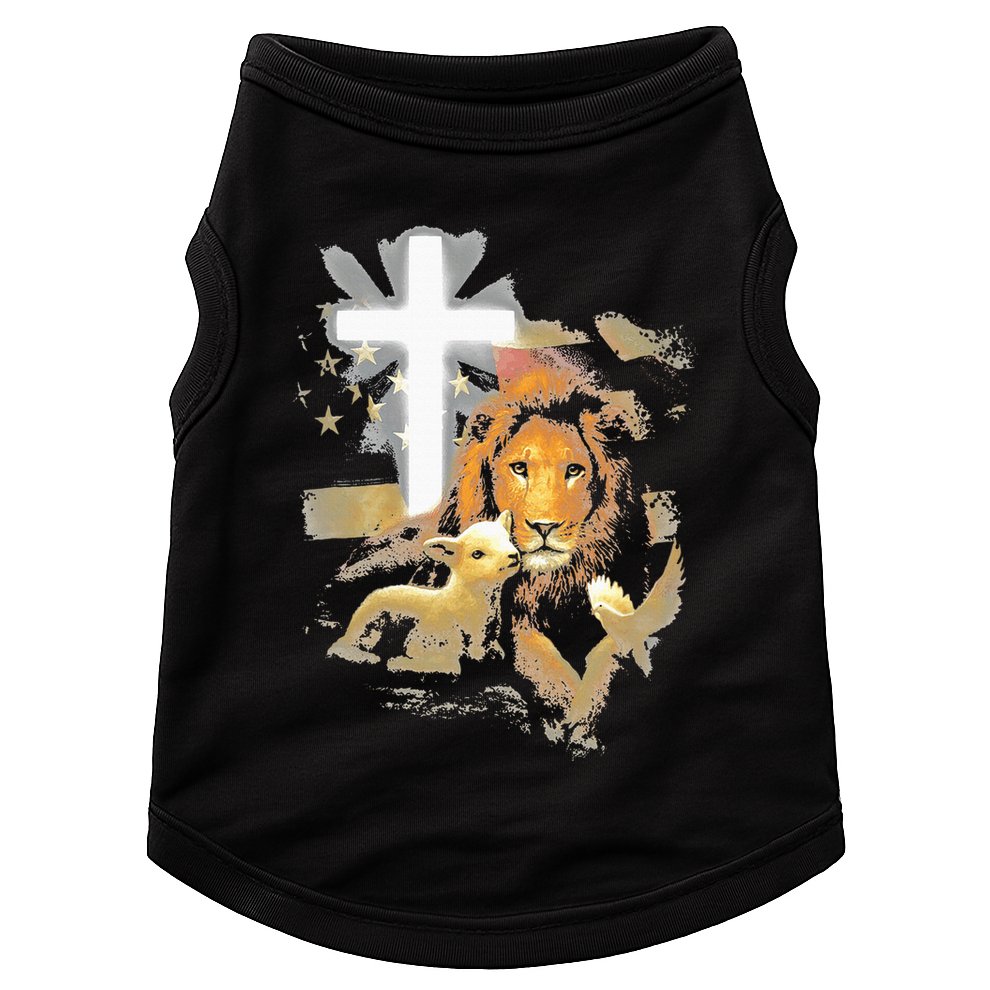 Lion And Lamb Cross Jesus Christ Doggie Tank