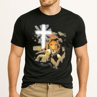Lion And Lamb Cross Jesus Christ Cooling Performance Crew T-Shirt