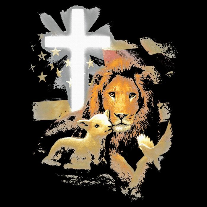 Lion And Lamb Cross Jesus Christ Cooling Performance Crew T-Shirt