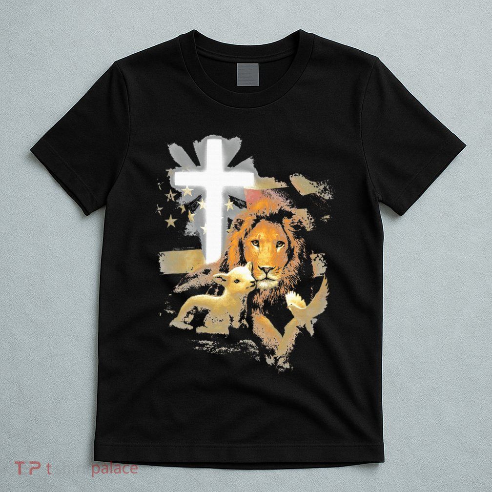 Lion And Lamb Cross Jesus Christ T-Shirt