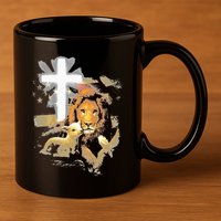 Lion And Lamb Cross Jesus Christ 11oz C Handle Ceramic Mug
