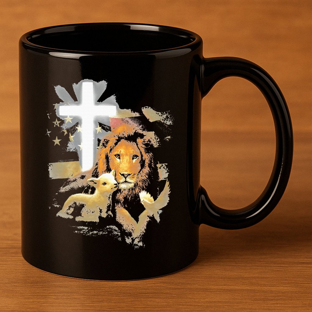 Lion And Lamb Cross Jesus Christ 11oz C Handle Ceramic Mug