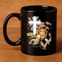 Lion And Lamb Cross Jesus Christ 11oz C Handle Ceramic Mug