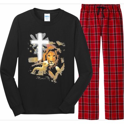 Lion And Lamb Cross Jesus Christ Long Sleeve Pajama Set