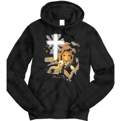 Lion And Lamb Cross Jesus Christ Tie Dye Hoodie