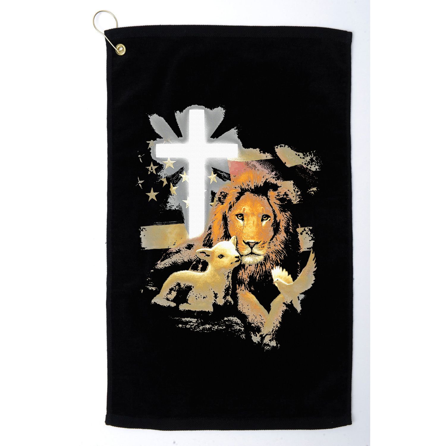 Lion And Lamb Cross Jesus Christ Golf Towel