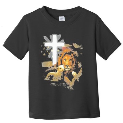 Lion And Lamb Cross Jesus Christ Toddler T-Shirt