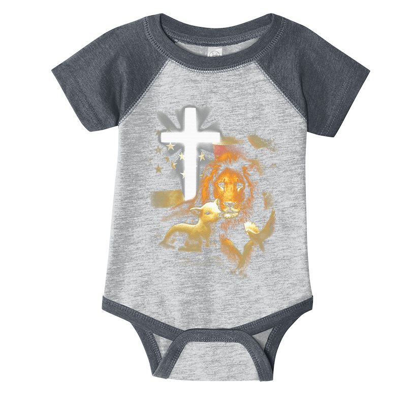 Lion And Lamb Cross Jesus Christ Infant Baby Jersey Bodysuit