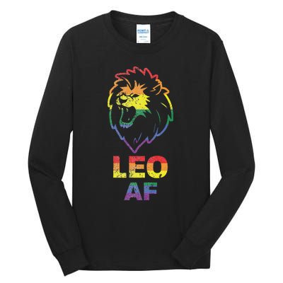 Leo AF Lion LGBT for August and July Birthday Gift Tall Long Sleeve T-Shirt