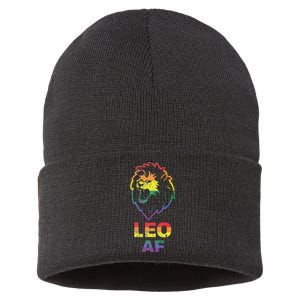 Leo AF Lion LGBT for August and July Birthday Gift Sustainable Knit Beanie