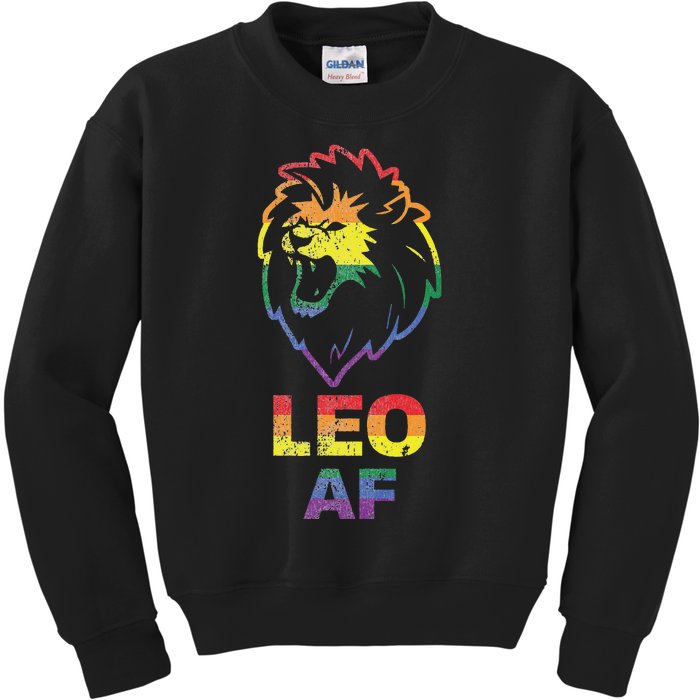 Leo AF Lion LGBT for August and July Birthday Gift Kids Sweatshirt