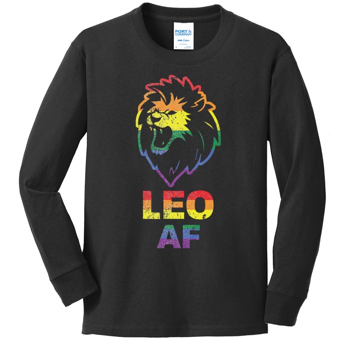 Leo AF Lion LGBT for August and July Birthday Gift Kids Long Sleeve Shirt