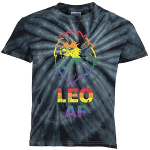 Leo AF Lion LGBT for August and July Birthday Gift Kids Tie-Dye T-Shirt