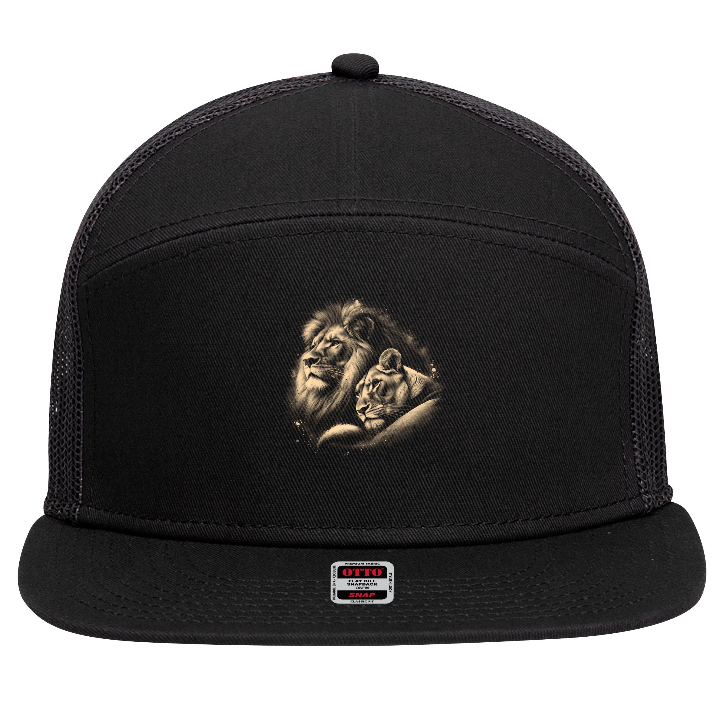 Lion And Lioness - Symbol Of Love Loyalty And Partnership Gift 7 Panel Mesh Trucker Snapback Hat