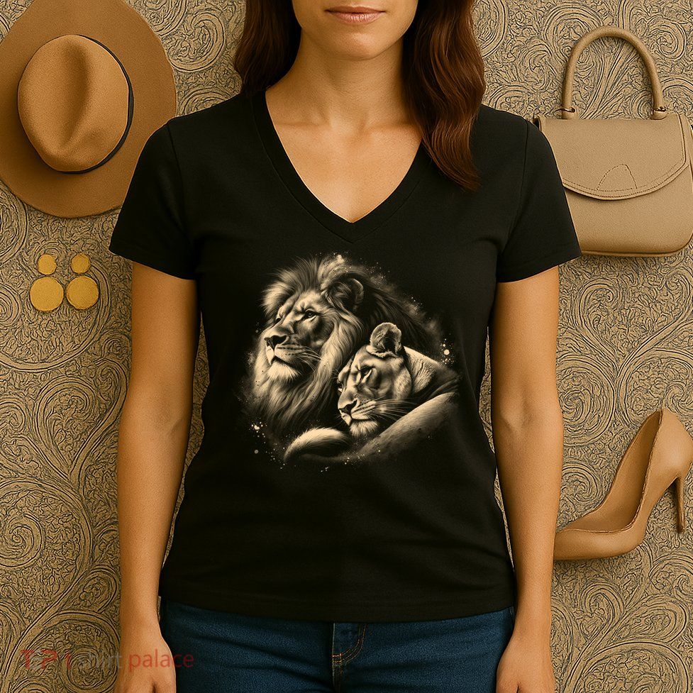Lion And Lioness - Symbol Of Love Loyalty And Partnership Gift Women's V-Neck T-Shirt