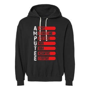 Leg Ampu Leg Amputation Support Humor Ampu Garment-Dyed Fleece Hoodie