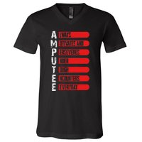 Leg Ampu Leg Amputation Support Humor Ampu V-Neck T-Shirt