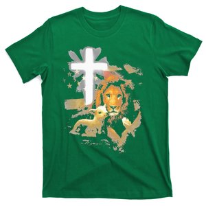 Lion And Lamb Cross Jesus Christ T-Shirt