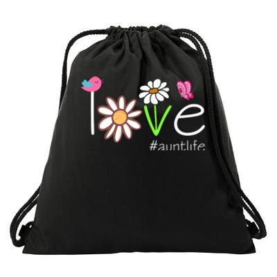 Love Aunt Life Daisy Cute Matching Family Drawstring Bag