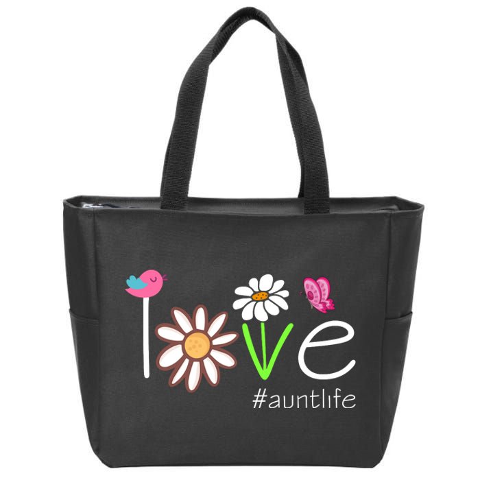 Love Aunt Life Daisy Cute Matching Family Zip Tote Bag