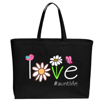 Love Aunt Life Daisy Cute Matching Family Cotton Canvas Jumbo Tote