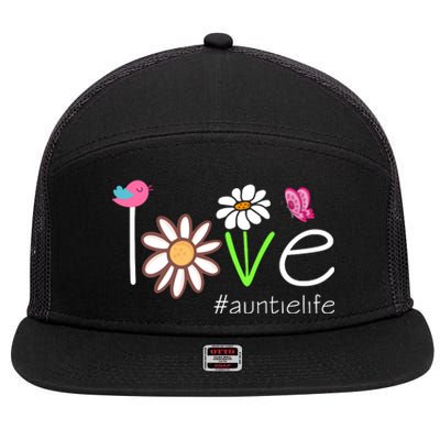 Love Auntie Life Cute Matching Family 7 Panel Mesh Trucker Snapback Hat