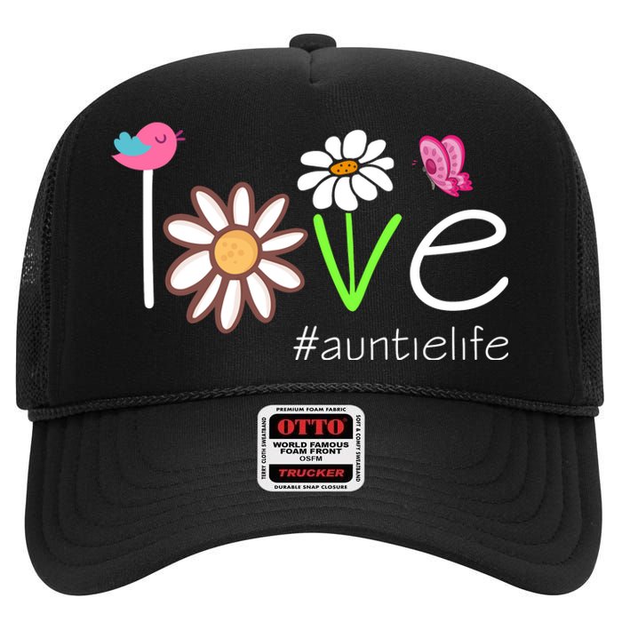 Love Auntie Life Cute Matching Family High Crown Mesh Back Trucker Hat