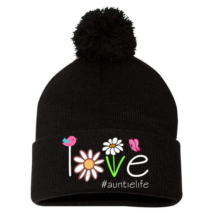 Love Auntie Life Cute Matching Family Pom Pom 12in Knit Beanie