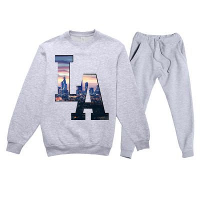 Los Angeles La Skyline Premium Crewneck Sweatsuit Set