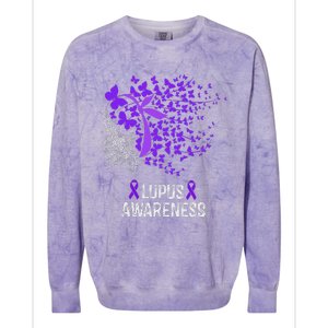 Lupus Awareness Lupus Purple Butterflies Colorblast Crewneck Sweatshirt