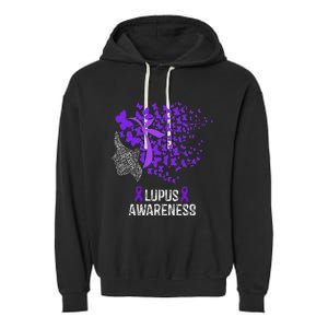 Lupus Awareness Lupus Purple Butterflies Garment-Dyed Fleece Hoodie