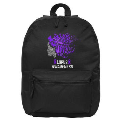 Lupus Awareness Lupus Purple Butterflies 16 in Basic Backpack