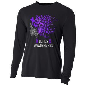 Lupus Awareness Lupus Purple Butterflies Cooling Performance Long Sleeve Crew