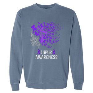 Lupus Awareness Lupus Purple Butterflies Garment-Dyed Sweatshirt