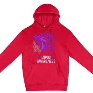 Lupus Awareness Lupus Purple Butterflies Premium Pullover Hoodie