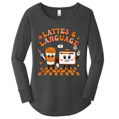 Lattes And Language Speech Therapy Sped Teachers SLP Fall Women's Perfect Tri Tunic Long Sleeve Shirt