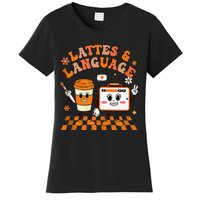 Lattes And Language Speech Therapy Sped Teachers SLP Fall Women's T-Shirt