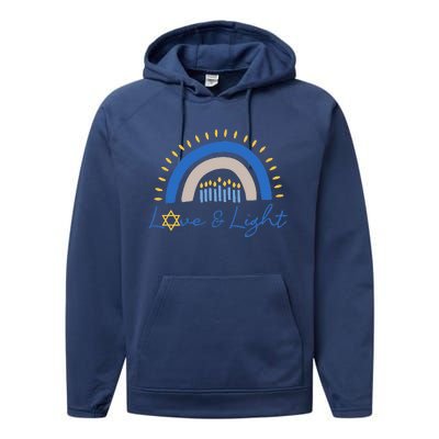 Love and Light Hanukkah Jew Menorah Jewish Chanukah  Performance Fleece Hoodie