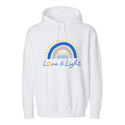 Love and Light Hanukkah Jew Menorah Jewish Chanukah  Garment-Dyed Fleece Hoodie