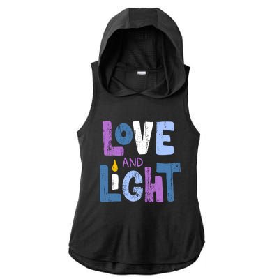 Love And Light Hanukkah Ladies PosiCharge Tri-Blend Wicking Draft Hoodie Tank