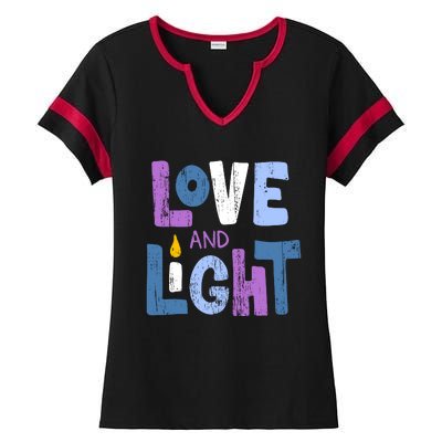 Love And Light Hanukkah Ladies Halftime Notch Neck Tee